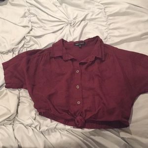 Cropped tie front button down